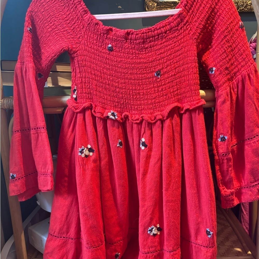 Free People Red Counting Daises Off-Shoulder Dress - Picture 6 of 6